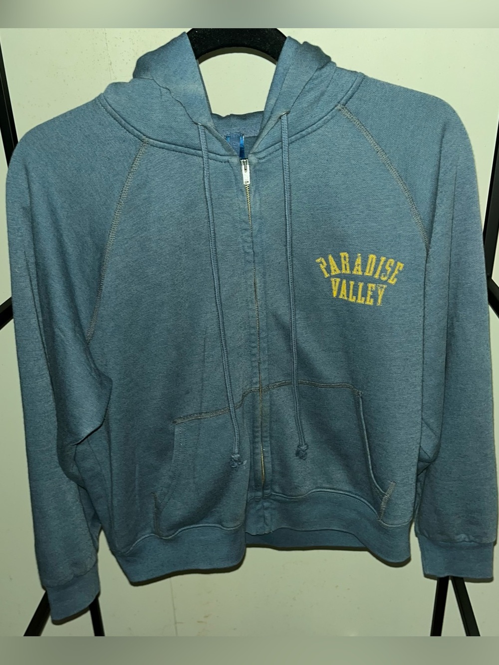 SKIMS Light Blue Zip Hoodie with cropped sleeves